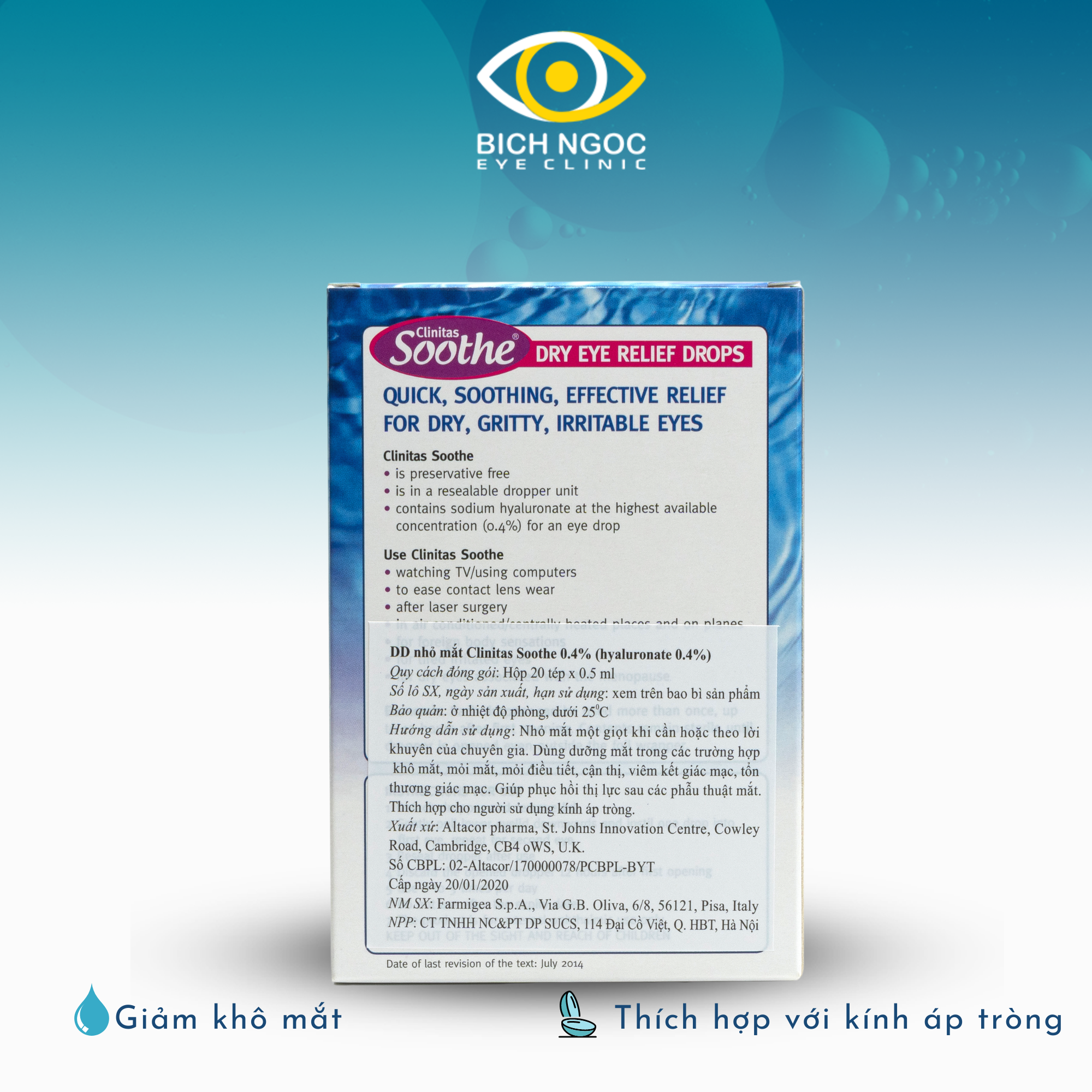 nước mắt nhân tạo clinitas 0.4 sp3