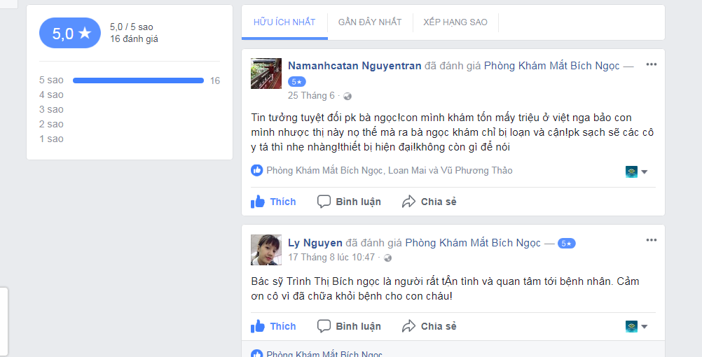 Nhận xét của các bệnh nhân sau khi đến phòng khám mắt ngoài giờ chữa mắt