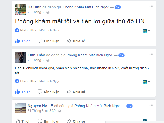 Nhận xét của các bệnh nhân sau khi đến phòng khám mắt ngoài giờ chữa mắt 