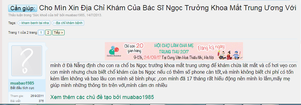 phong-kham-mat-tu-nhan-bich-ngoc-3 Gia đình bênh nhân ở Đà Nẵng tìm địa chỉ của bác sĩ Ngọc trên diễn đán Lamchame